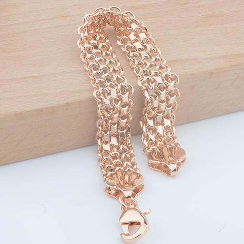 Bracelet en forme de blé pour homme et femme, bijou de 20cm, couleur or Rose, 585 ► Photo 1/2