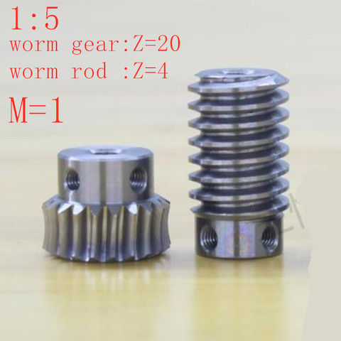 Jeu de tiges d'engrenage à vis sans fin pour moteurs électriques, 1M 20, ratio 1:5, 6 8 10mm, trou de tige 8 10mm ► Photo 1/1