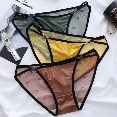 Sous-vêtements en dentelle Sexy pour femmes culotte délicate douce confortable culotte maille à lacets nœud nœud culotte taille basse slips ► Photo 1/6