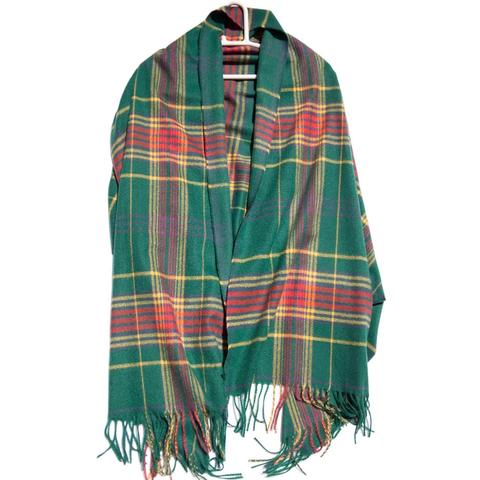 Châle en cachemire de Viscose, écharpe à carreaux brossés, Tartan chaud, grande mode, vert épais, automne hiver ► Photo 1/6