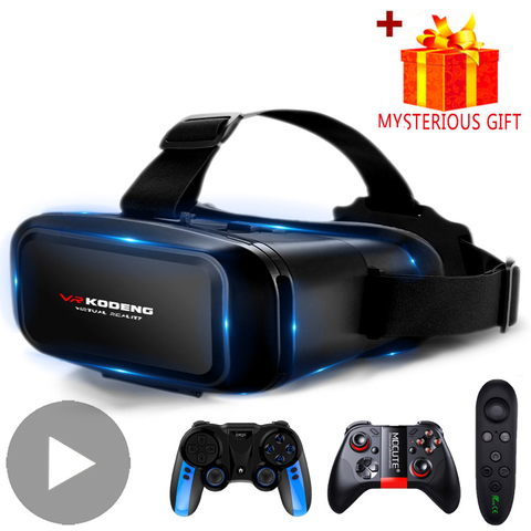 Lunettes intelligentes de réalité virtuelle 3D VR, casque pour Smartphones, téléphone portable avec contrôleurs, lentilles, jumelles ► Photo 1/6