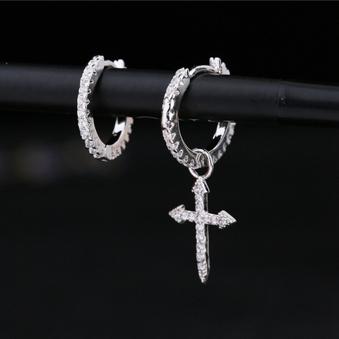 2022 nouvelle mode cubique Zircon croix boucles d'oreilles mignon croix cerceau boucles d'oreilles anneau d'oreille Simple Style bijoux accessoires exquis cadeau ► Photo 1/5