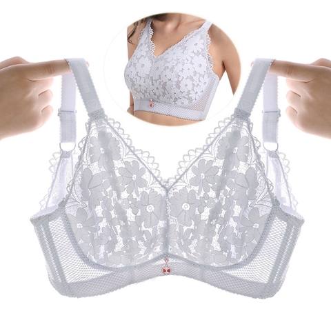 Pas de jantes Sexy Lingeries femmes soutiens-gorge grande taille grande taille 120EF 52EF respirant cristal tasse dentelle sous-vêtements pour femmes ► Photo 1/6