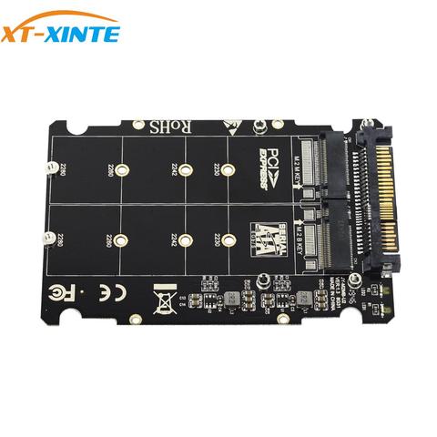 Adaptateur 2 en 1 pour NGFF M.2 SSD M Key vers U.2, pour NVMe SATA-Bus vers PCI-express 4x X16 U.2 SFF-8639, convertisseur M2 ► Photo 1/5