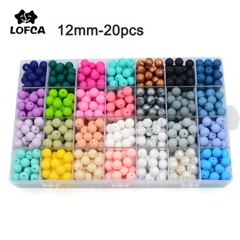 LOFCA 12mm forme ronde 20 pièces/lot Silicone perles de dentition pour bricolage soins infirmiers collier qualité alimentaire mâcher perles ► Photo 1/6