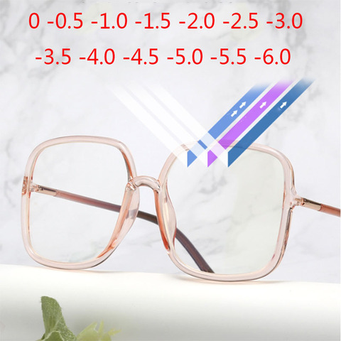 Lunettes Vintage surdimensionnées carrées, marque de luxe, à grande monture, pour hommes et femmes,-0.5,-0.75,-1.0,-1.5,-2.0,-6.0 ► Photo 1/6