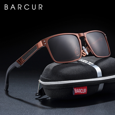 BARCUR Aluminium magnésium carré lunettes De soleil hommes polarisées Vintage nuances femmes lunettes De soleil pour hommes lunette De Sport Oculos De Sol ► Photo 1/6