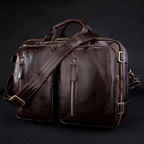 Sacoche multi-fonction en cuir véritable pour hommes, sac à bandoulière, fourre-tout de week-end, nouvelle mode ► Photo 1/6