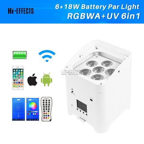 6*18w RGBWA UV 6IN1 LED batterie Par lumière sans fil DMX avec iO S & Andorid téléphone App télécommande pour la décoration de mariage de fête ► Photo 1/6