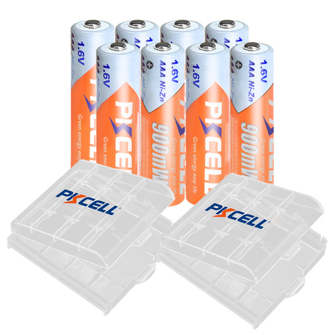 8 pièces PKCELL AAA 900mWh batterie 1.6V NIZN batteries rechargeables aaa ni-zn recharge avec 2PC AAA/AA boîtier de batterie/boîte pour jouets ► Photo 1/6
