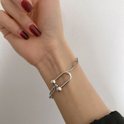 Foxanry – Bracelet en argent Sterling 925 en forme de C, chaîne épaisse, Punk, Vintage, nouvelle mode, bijoux de fête, cadeaux pour femmes ► Photo 1/6