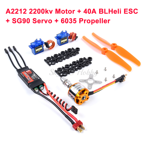 Moteur sans balais A2212, 2212 1000kv 1400KV 2200KV + Skylinker 30A 40a BLheli ESC + SG90 Servo pour avion à aile fixe RC, hélicoptère ► Photo 1/6