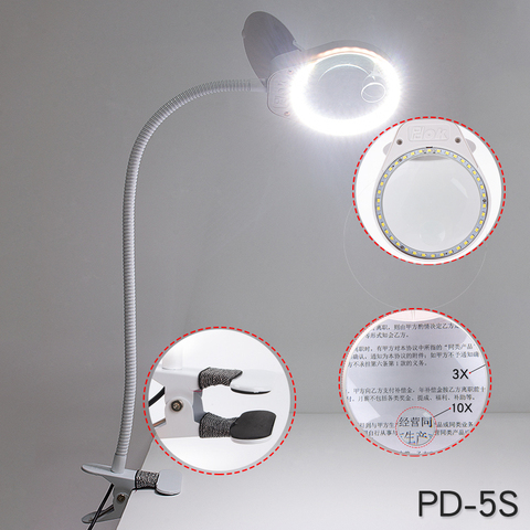 Table Type de pince USB 5x 3x10x 8x15x loupe de bureau loupe de préhension avec lampe 38 LED pour la réparation des PCB ► Photo 1/6