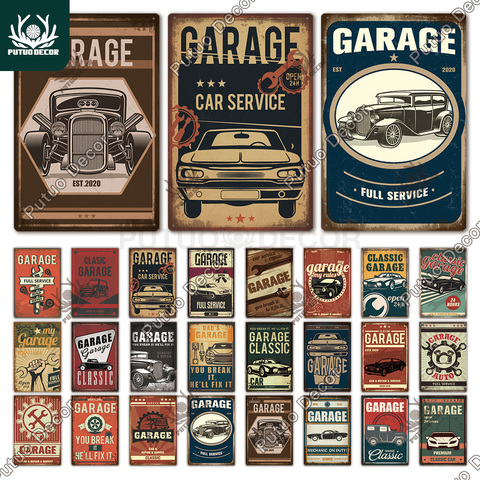 Affiche métallique Vintage Garage | Plaque d'affiche en étain, décor mural pour Garage homme, peinture en fer Cave ► Photo 1/6