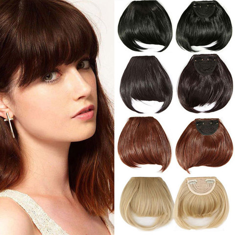 Frange synthétique 35g-s-noilite | Postiche frange épaisse naturelle 15 couleurs, extension Clip noir brun auburn rouge ► Photo 1/6