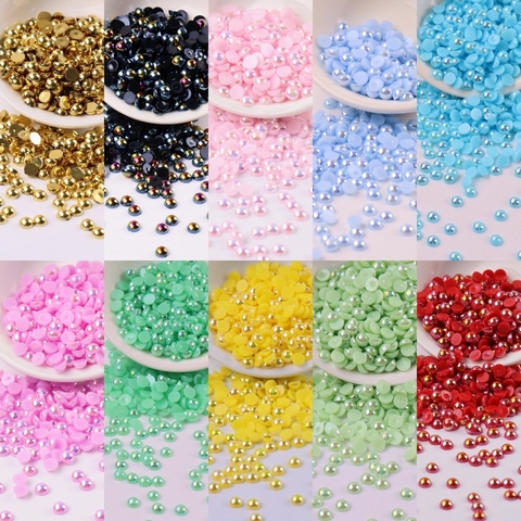 2mm 3mm 4mm 6mm ABS demi ronde perle perle dos plat Scrapbook perles pour la fabrication de bijoux bricolage Nail Craft perles accessoire de vêtements ► Photo 1/6