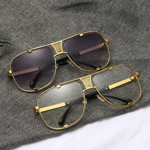 2022 mode métal dégradé carré cadre hommes lunettes de soleil marque Design conduite lunettes de soleil Vintage lunettes de soleil oculos de sol ► Photo 1/6