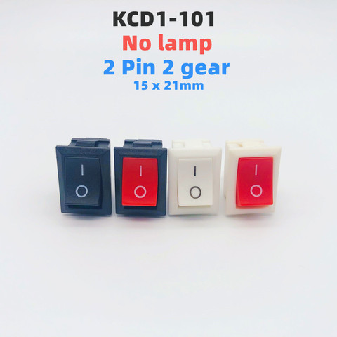 Interrupteur à bascule KCD1-101, 15x21mm, 2 broches, 6A-10A, 110V, 250V, KCD1-101, enfichable, peut être assorti à un câble enfichable 4.8, noir marine ► Photo 1/6