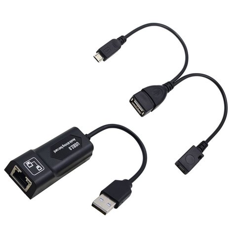 Adaptateur USB 2.0 vers RJ45/2X micro câble USB LAN, adaptateur Ethernet pour Amazon Fire TV 3 ou Stick GEN 2 ► Photo 1/6