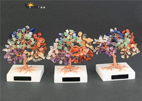 Sunligoo – Mini pierres en cristal de guérison, arbre d'argent, fait à la main, fil de cuivre, pierres précieuses enveloppées, Feng Shui, décoration de maison, arbre ► Photo 1/6