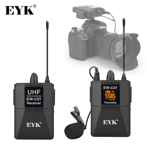 EYK EW-C01 30 canaux UHF sans fil Lavalier Microphone système avec poche Style revers micro Interview pour appareil photo reflex caméscope ► Photo 1/6