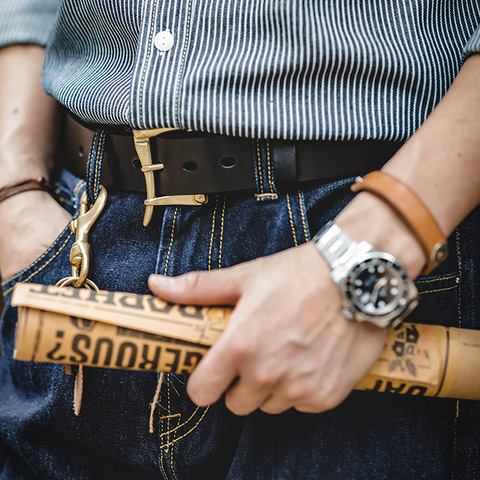 Maden hommes en cuir de vache ceinture hommes mode nouveau classique rétro boucle ardillon ceinture haute qualité pompier libération rapide ceinture hommes ► Photo 1/6