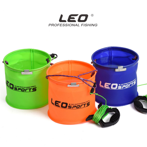 2022 nouveauté LEO Eva pliable seau d'eau avec 5m 32 tresse Nylon corde extérieure Portable outils de pêche baril 18x18cm 190g ► Photo 1/6