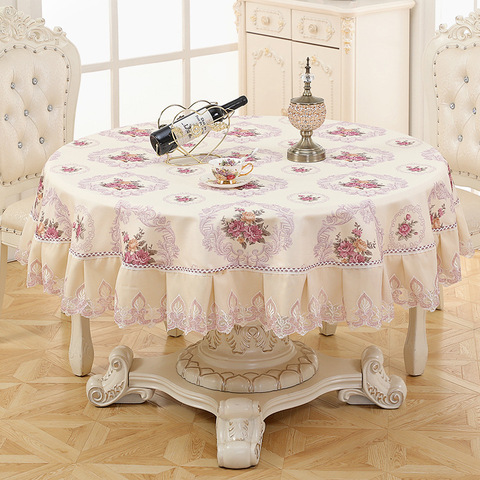 Nappe de Table ronde brodée à fleurs, nouveau Style européen, couverture de Table pour Banquet, Table basse ou thé ► Photo 1/6