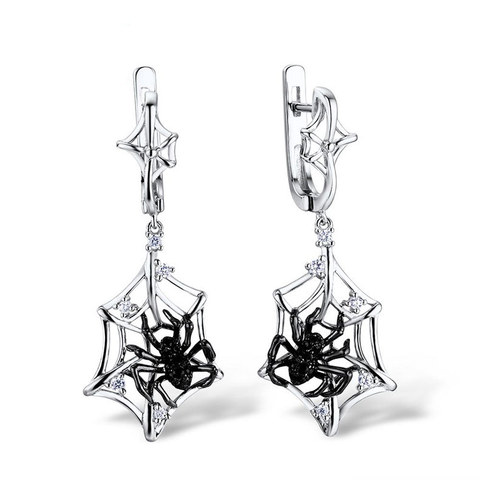 2022 nouveauté Créative Araignée Argent Dangle Boucles D'oreilles Pour les femmes Noir Zircon Long Gland Boucles D'oreilles Bijoux Pour Animaux ► Photo 1/5