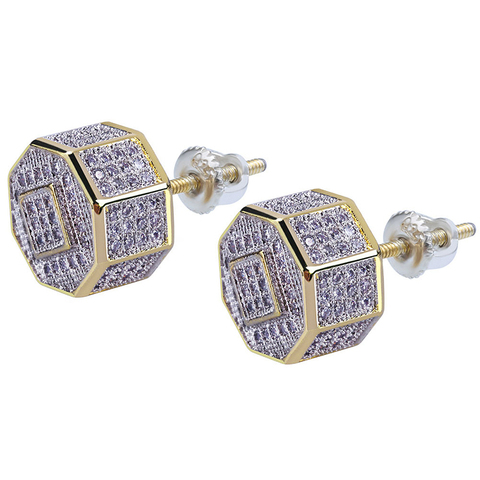 Géométrie Zircon boucles d'oreilles pour femmes hommes Micro pavé complet Bling nouveau boucles d'oreilles à la mode 2022 Hip Hop coréen bijoux cadeau en gros ► Photo 1/5