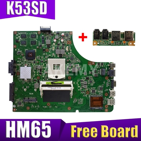 K53SD RÉV 5.1 carte mère d'ordinateur portable pour Asus K53SD K53S A53S X53S Carte Mère GT610M 2G N13M-GE1-S-A1 HM65 Gratuits Jeux De Société ► Photo 1/4