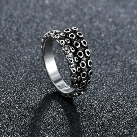 Bagues gothiques ajustables pour femmes et hommes, couleur argent, poulpe de calmar de mer, bijoux à la mode, Rock Vintage, taille ouverte ► Photo 1/2