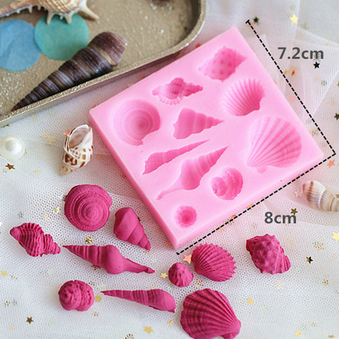 Moules en Silicone coquillages roses, outils de décoration de gâteaux, moules à savon pour engranger, Fondant 3D, décoration chocolat, bonbons, ustensile de cuisson ► Photo 1/6