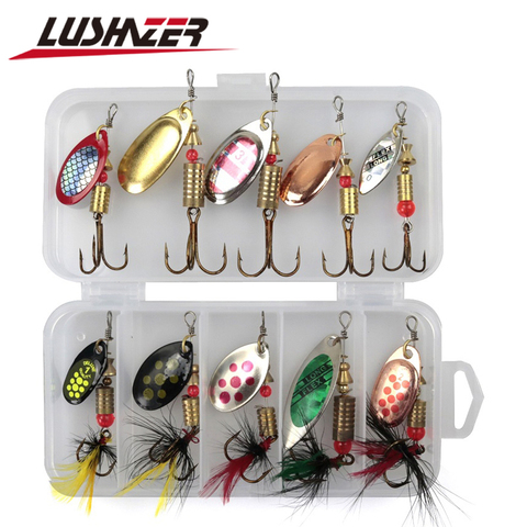 10 pcs/lot LUSHAZER de pêche cuillère appâts spinner leurre 3g-7g de pêche wobbler métal leurres spinnerbait isca artificielle livraison avec la boîte ► Photo 1/6