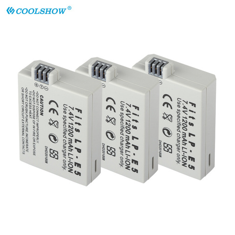 Batterie de caméra Standard LP-E5 mAh, pour CANON 450D 500D 1000D KISS X2 X3 F Rebel XS XSi T1i, LP E5 1200 LPE5 ► Photo 1/6