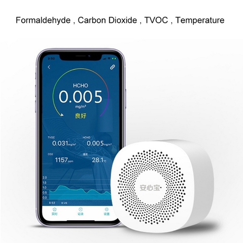 Testeur de qualité de l'air détecteur de CO2 numérique téléphone APP moniteur formaldéhyde dioxyde de carbone analyseur d'air Machine d'essai détecteur ► Photo 1/6