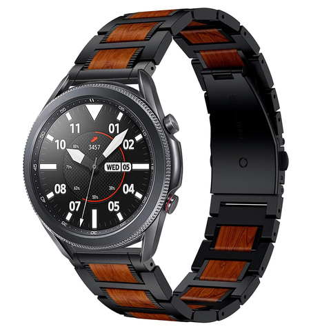 Samsung Galaxy montre 46mm Gear S3 Huawei montre GT2 Amazfit GTR 47 Bracelet en bois métal Bracelet accessoires 22mm Bracelet ► Photo 1/6