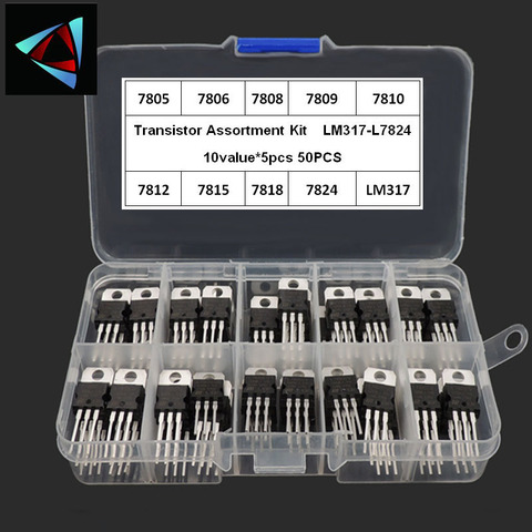 LM317T L7805 L7806 L7808 L7809 L7810 L7812 L7815 L7818 L7824 Transistor Kit D'assortiment de valeur de 10*5 pièces 50 PIÈCES Régulateur de Tension Boîte ► Photo 1/1