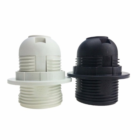 Base d'ampoule en plastique 250V 4A E27, support de lampe à vis complet, douille pendentif, anneau d'abat-jour pour ampoule E27 blanc noir 1 pièce ► Photo 1/5