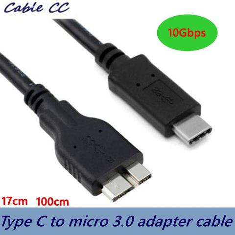 Câble USB3.1 type-c vers USB 3.0 Micro B 10 broches, adaptateur de connecteur de données 5gbps pour disque dur, téléphone PC OTG Type C, 1m 17cm ► Photo 1/5