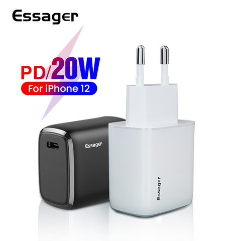 Essager 20W chargeur USB pour iPhone 12 mini Pro Max Charge rapide QC PD 3.0 Type C chargeur de téléphone portable adaptateur de Charge murale rapide ► Photo 1/6