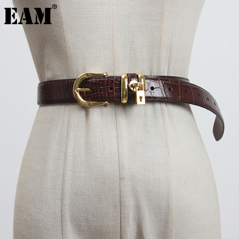 EAM – ceinture large et longue fendue en cuir Pu pour femmes, boucle noire, nouvelle tendance, assortie, printemps automne, 1DC744, 2022 ► Photo 1/6