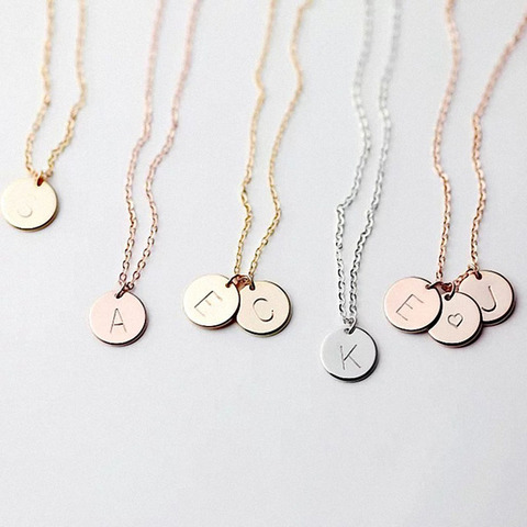 Collier à pendentif pour femmes, bijoux à pendentif, cadeau cadeau, à la mode, avec lettres et initiale de personnalité ► Photo 1/6