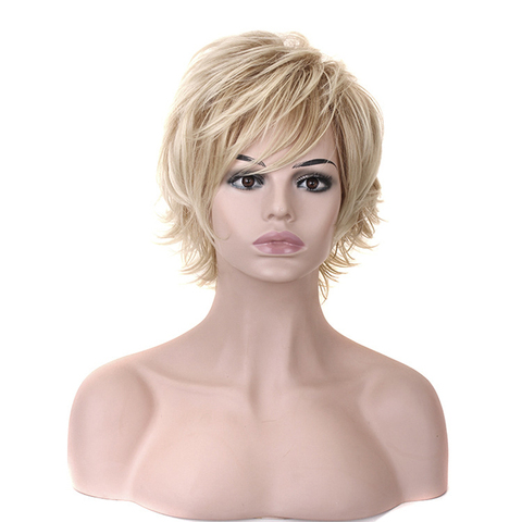 HAIRJOY cheveux synthétiques femme blond clair courte couches bouclés perruque 4 couleurs disponibles livraison gratuite ► Photo 1/6