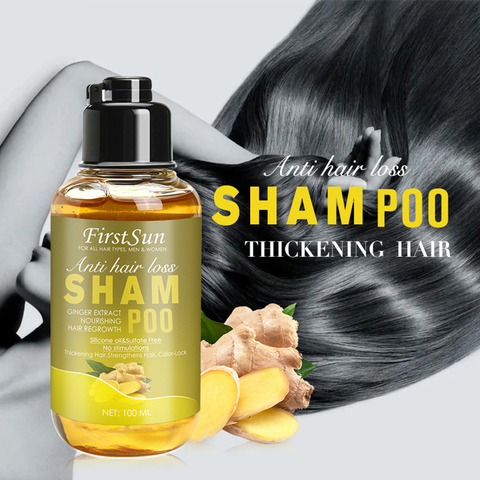 Shampoing organique au gingembre pour hommes et femmes, produit de soin capillaire, croissance naturelle des cheveux, traitement contre la perte de cheveux, réparation, 100ml ► Photo 1/6