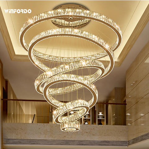 2022 luxe Moderne Lustre Éclairage Grand Escalier Lumière LED Lampe En Cristal Décoration De La Maison Éclairage Luminaires ► Photo 1/6
