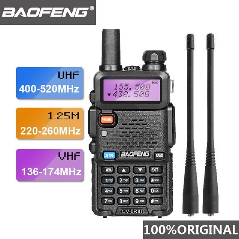 2022 Baofeng UV-5R III double antenne talkie-walkie VHF 136-174Mhz/220-260Mhz et UHF 400-520Mhz radioscanner UV5R UV 5R ► Photo 1/6