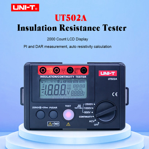 Testeur de résistance d'isolation numérique UNI-T V, UT502A, megohmmètre, testeur de continuité, avec rétro-éclairage LCD, 2500 ► Photo 1/6