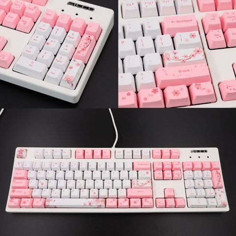 Porte-clés mécanique de clavier de Keycaps de fleur de cerisier d'oem PBT ► Photo 1/6