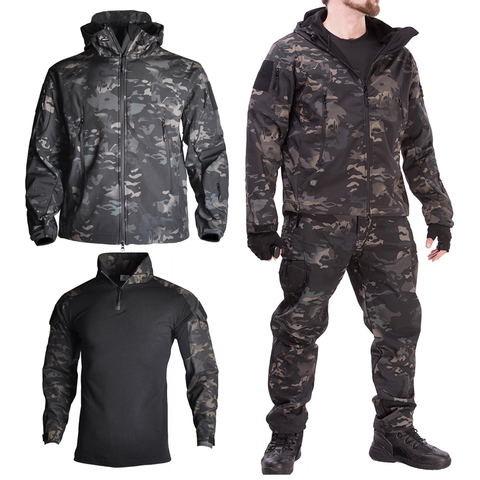 Veste tactique militaire pour hommes, veste tactique d'hiver en peau de requin, coupe-vent, vêtements de chasse ► Photo 1/5